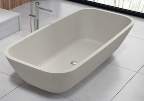 Bañera de terrazo rectangular en blanco